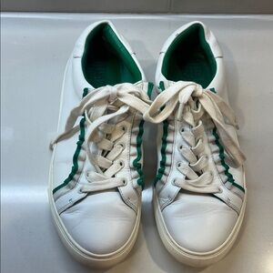 Tory Burch White and Green Trainer Sneakers 9.5